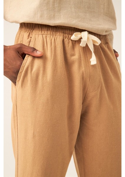 Unisex Vizon Keten Pamuk Karışımlı Casual Pantolon indirimleri