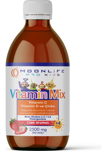 Kids Vitamin C Viatamin D ve Çinko Çilek Aromalı Şurup 150 ml