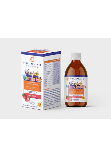 Kids Vitamin C Viatamin D ve Çinko Çilek Aromalı Şurup 150 ml