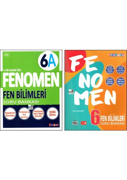 Fenomen 6. Sınıf Fen Bilimleri Soru Bankası A ve B Kitabı 2 Kitap