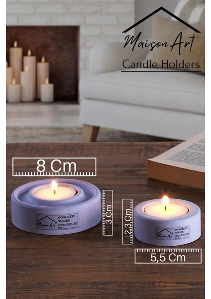 Maison Art Holder | 4'lü Set Mumluk | Tea Light Mumluk Seti | Lila-Yeşil