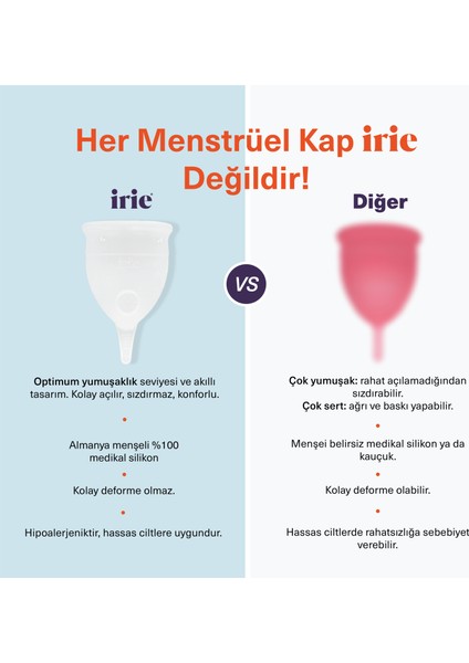 Adet Kabı Regl Kabı Menstrüel Kap Menstrual Cup Yumuşak & Hassas / Alman %100 Medikal Silikon