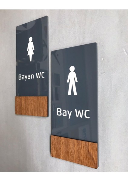 Wooden Serisi Dikey Wc Yönlendirme Levha Seti