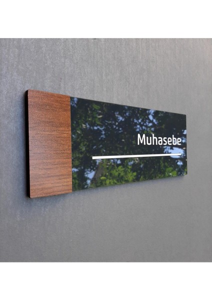 Wooden Serisi Muhasebe Kapı Isimliği modelleri