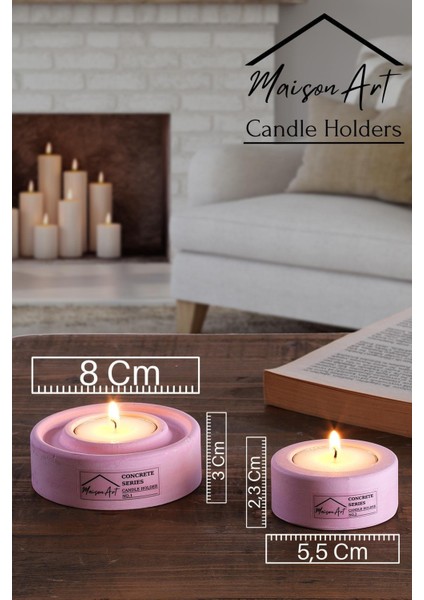 Maison Art Holder | 4'lü Set Mumluk | Tea Light Mumluk Seti | Pembe-Mavi