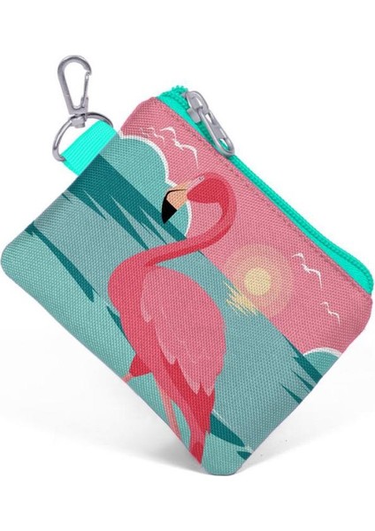 Su Yeşili Mercan Flamingo Desenli Bozuk Para Çantası 21777