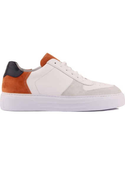 Sail Lakers - Beyaz, Lacivert Deri, Turuncu Süet Erkek Sneaker