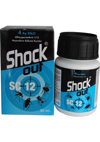 Dual Kimya Shock Out SC12 Hamamböceği Karınca Sinek Sivri Kene Ilacı 50ML