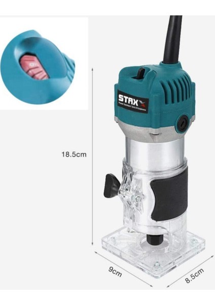 Staxx Pro 6 Kademe Devir Ayarlı 1600W Formika Traşlama Freze Makinesi 6mm Pens 2 Yıl Güvenceli fırsatları