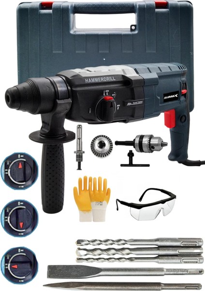 Germany 4000W 5.5j Bakir Sargı Kırıcı Delici Hiltı Matkap Metal Şanzumanlı + 5 Adet Uç Yedek Mandren