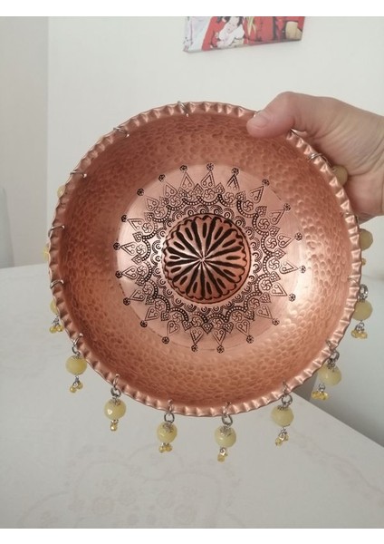 Kırmızı Bakır Boncuklu Hamam Tası