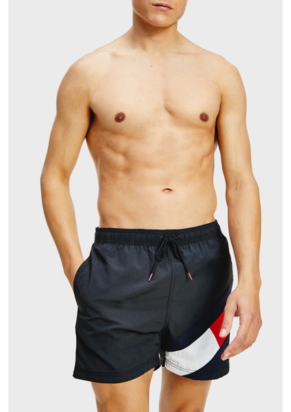 Logolu Deniz Şortu Belden Bağlamalı Cepli Slim Fit Mayo Short Erkek Mayo Short UM0UM02048 Bds