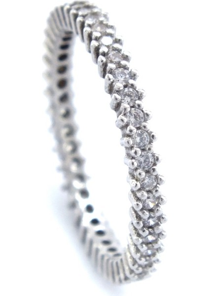 925 Ayar Gümüş Zirkon Taşlı 1 Sıra Tam Tur Kadın Yüzük GKY-103