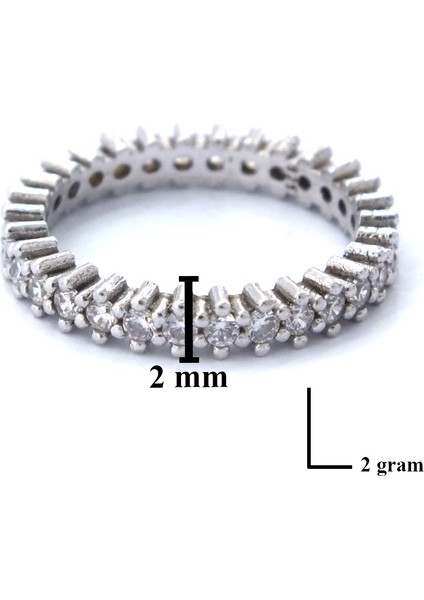 925 Ayar Gümüş Zirkon Taşlı 1 Sıra Tam Tur Kadın Yüzük GKY-103 modelleri