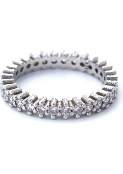 925 Ayar Gümüş Zirkon Taşlı 1 Sıra Tam Tur Kadın Yüzük GKY-103 fırsatları