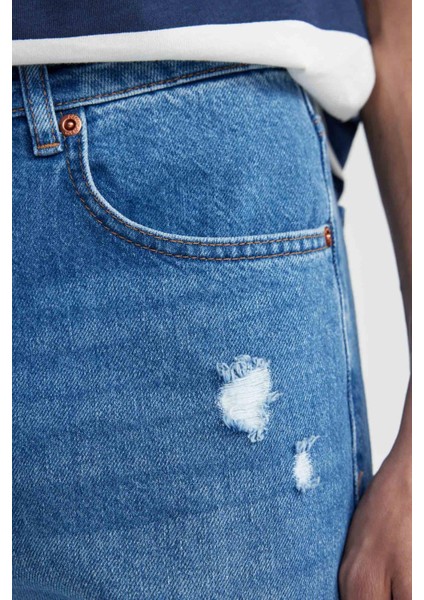 90's Slim Fit Dar Kalıp Yüksek Bel Dar Paça Yırtık Detaylı Jean Pantolon A3632AX23SM indirimleri