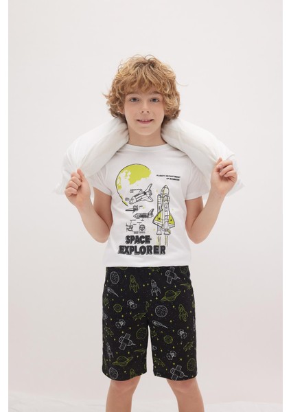 Erkek Çocuk Baskılı Kısa Kollu Şort Pijama Takım Z9175A623SM