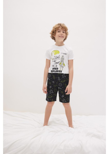 Erkek Çocuk Baskılı Kısa Kollu Şort Pijama Takım Z9175A623SM
