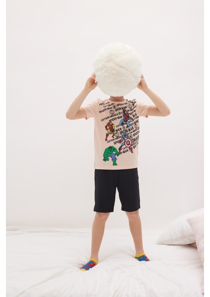 Erkek Çocuk Marvel Comics Kısa Kollu Şortlu Pijama Takım Z9342A623SM