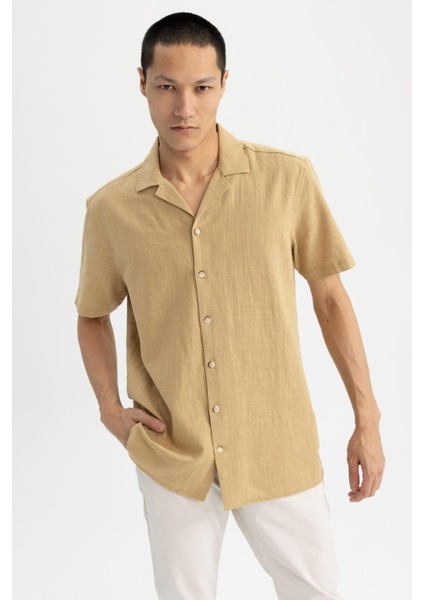 Modern Fit Apaş Yaka Kısa Kollu %100 Pamuk Gömlek Z5189AZ23SM