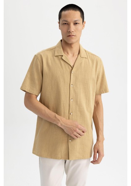 Modern Fit Apaş Yaka Kısa Kollu %100 Pamuk Gömlek Z5189AZ23SM
