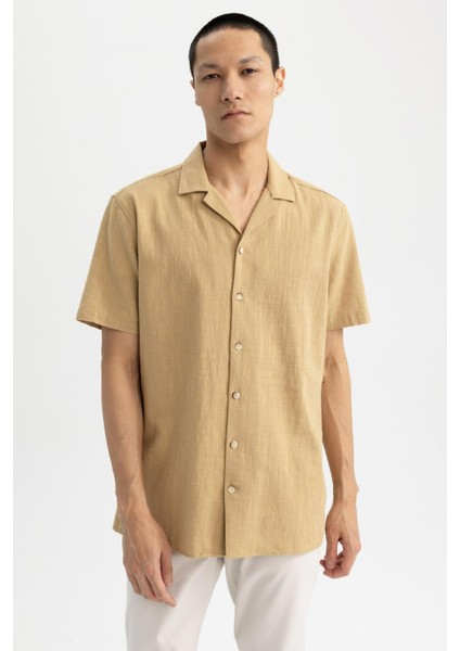 Modern Fit Apaş Yaka Kısa Kollu %100 Pamuk Gömlek Z5189AZ23SM