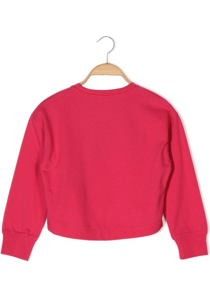 Kız Çocuk Baskılı Crop Sweatshirt