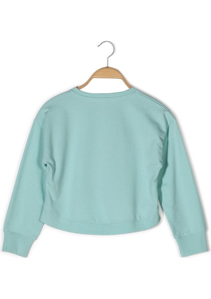 Kız Çocuk Baskılı Crop Sweatshirt