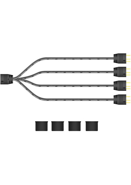 Coolmoon 5V 3pin Argb 4 Port Splitter Çoklayıcı Kablo - 5V 3pin Uzatma Kablosu ( 1 Dişi To 4 Erkek )