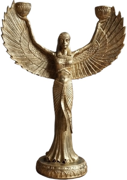 Isis Altın Şamdan Heykeli Polyester- Biblo