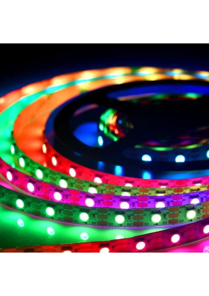 5V 5MM Adreslenebilir WS2812B ARGB Pixel Şerit Led 60 Led 5M Magic Led