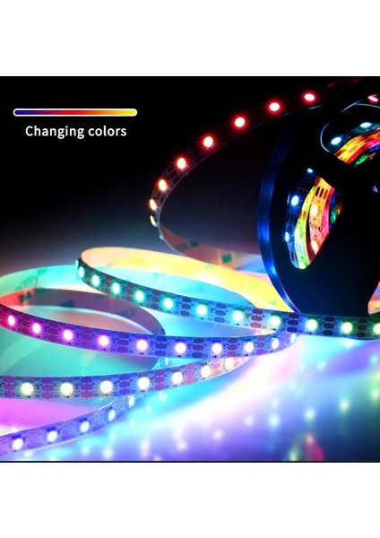5V 5MM Adreslenebilir WS2812B ARGB Pixel Şerit Led 60 Led 5M Magic Led