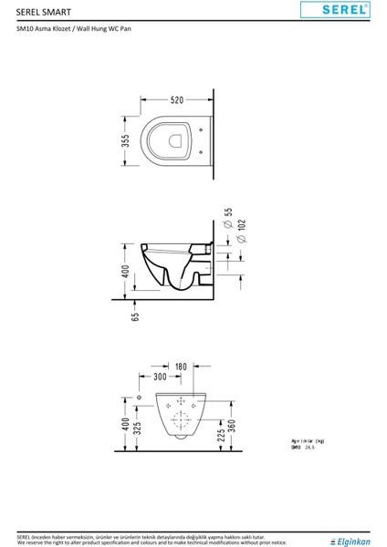 Smart 52 Cm Asma Klozet Kapak Hariç SM10ODS110H