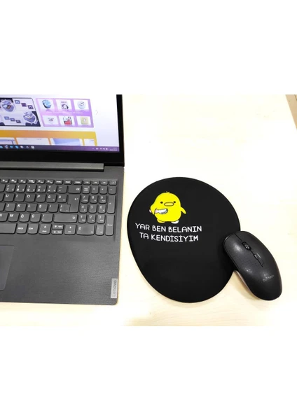 Bela Civciv Desenli Bilek Destekli Oval Mousepad