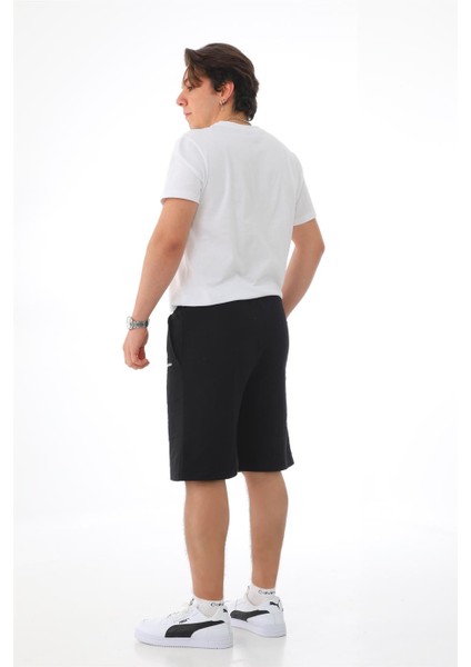 Erkek Regular Fit Pamuklu Şort-Siyah