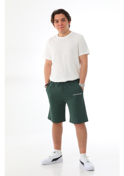 Erkek Regular Fit Pamuklu Şort-Yeşil