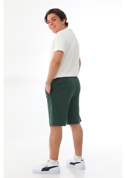 Erkek Regular Fit Pamuklu Şort-Yeşil