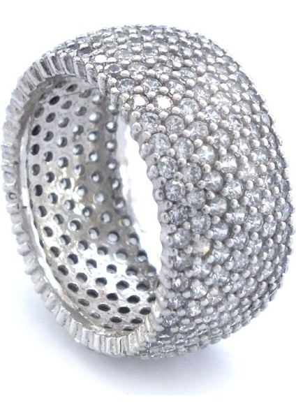 925 Ayar Gümüş Zirkon Taşlı 7 Sıra Tam Tur Kadın Yüzük GKY-100