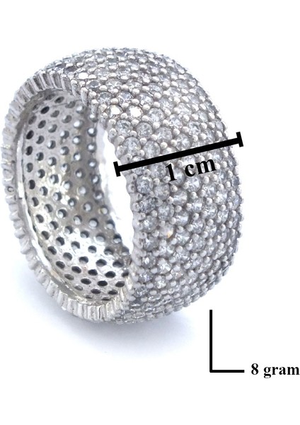 925 Ayar Gümüş Zirkon Taşlı 7 Sıra Tam Tur Kadın Yüzük GKY-100 fiyatları