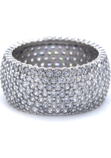 925 Ayar Gümüş Zirkon Taşlı 7 Sıra Tam Tur Kadın Yüzük GKY-100 modelleri