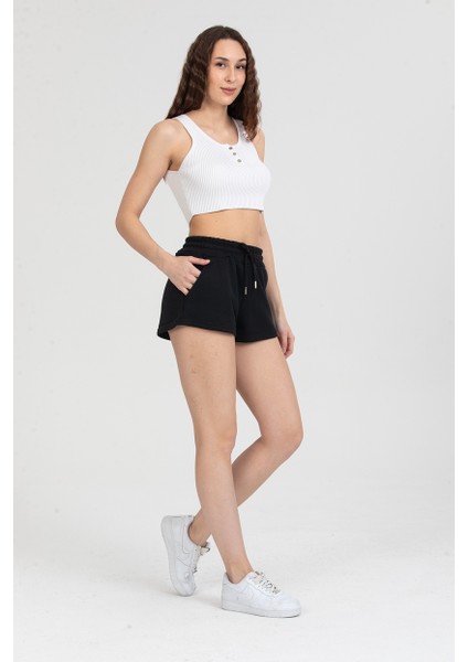 Kadın Beli Lastikli Basic Kısa Cepli Şort fiyatları