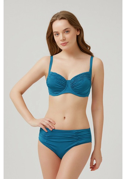 Kadın Mor Drapeli Toparlayıcı Bikini Takım