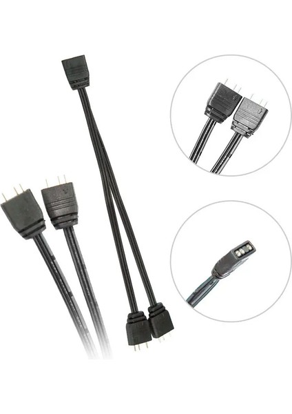 Coolmoon 5V 3pin Argb 2 Port Splitter Çoklayıcı Kablo - 5V 3pin Uzatma Kablosu ( 1 Dişi To 2 Erkek )