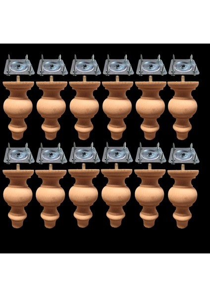 12'li Ahşap Koltuk-Baza-Sehpa-Mobilya Ayağı- Uzunluk: 15 cm Çap: 7.5 cm -12'li Set 3301000000410 fiyatları