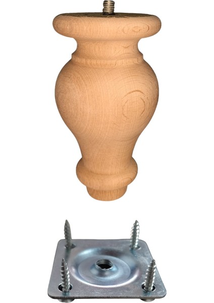 Ahşap Gürgen Koltuk - Baza - Sehpa- Mobilya Ayağı- Uzunluk: 12 cm Çap: 7.5 cm - 3301000000411