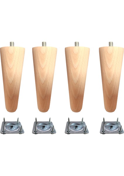 4'lü Ahşap Konik Koltuk-Baza-Sehpa-Mobilya Ayağı- Uzunluk: 12 Çap:5.5 cm /4'lü SET-3301000000404