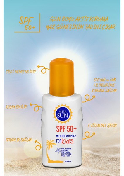 Spf 50+ Güneş Sütü Krem Spray Çocuk 200 ml