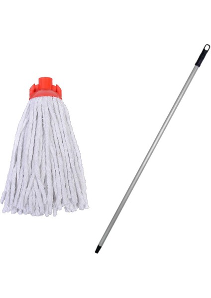 Titiz Ispanyola Islak Yedek Mop Takımı - Beyaz Cotton Mop + Metal Vidalı Sap - 1 Adet