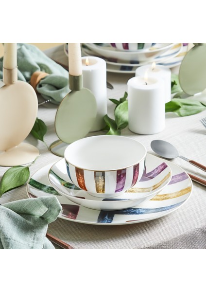 Colorful Blush Line 24 Parça 6 Kişilik Porselen Yemek Takımı