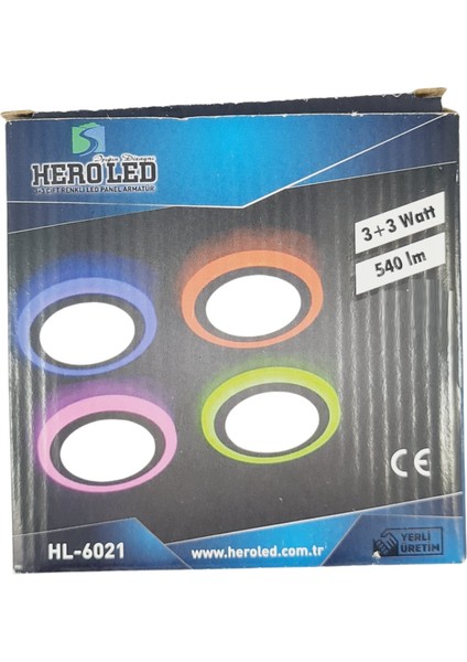 3 + 3 Watt LED Spot Beyaz Kasa Çift Renk (Beyaz Işık ve Kırmızı) HL-6021BK ( 2 Adet )